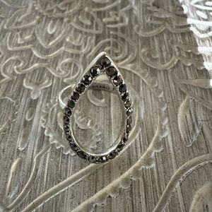 Lucky Brand Silver Teardrop Ring with Black Accents